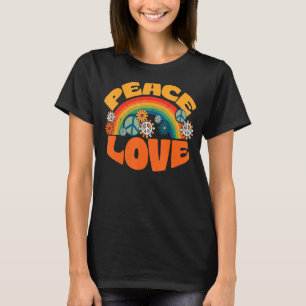 PEACE SIGN LOVE 1960s 1970s Tie Dye Groovy Hippie T-Shirt