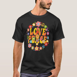 Peace Sign Love 1960s 1970s  Tie Dye Groovy Hippie T-Shirt