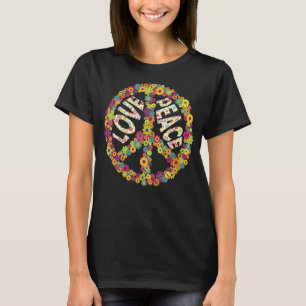 Peace Sign Love 1960s 1970s Tie Dye Groovy Hippie T-Shirt