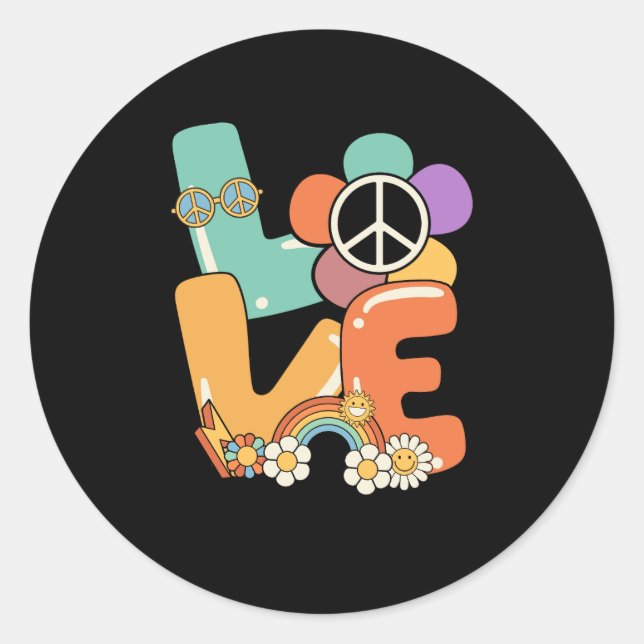 Peace Sign Love 60 s 70 s Shirts 70s Outfits print Classic Round Sticker (Front)