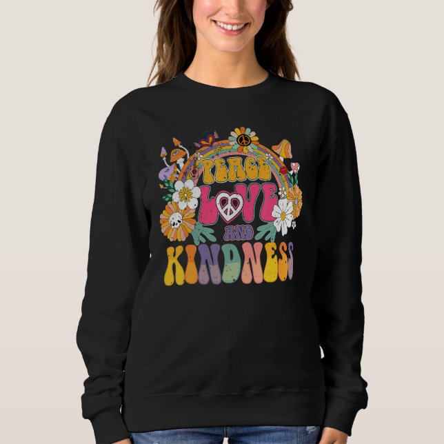 PEACE SIGN LOVE 60s 70 Hippie Groovy Vibes Hallowe Sweatshirt (Front)