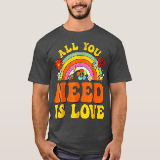 Peace Sign Love 60s 70 Hippie Groovy Vibes Hallowe T-Shirt