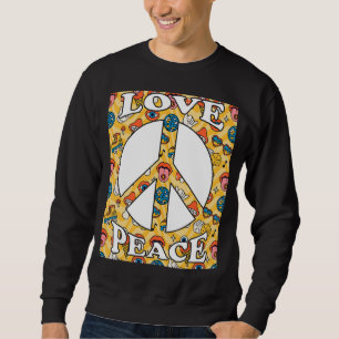 Peace Sign Love 60s 70s 80s 90s Retro Hippie Vinta Sweatshirt