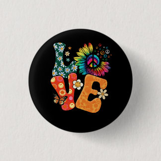 Peace Sign Love 60s 70s Costume Groovy Hippie Them 3 Cm Round Badge