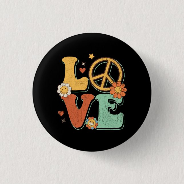 Peace Sign Love 60s 70s Costume Groovy Hippie Them 3 Cm Round Badge (Front)