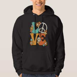 Peace Sign Love 60s 70s Costume Groovy Hippie Them Hoodie
