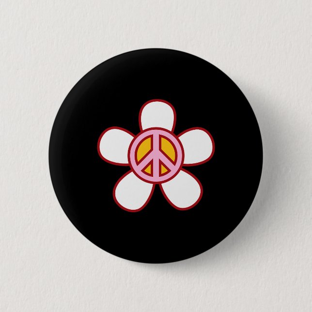 PEACE SIGN LOVE 60s 70s Groovy Hippie Costume Hall 6 Cm Round Badge (Front)