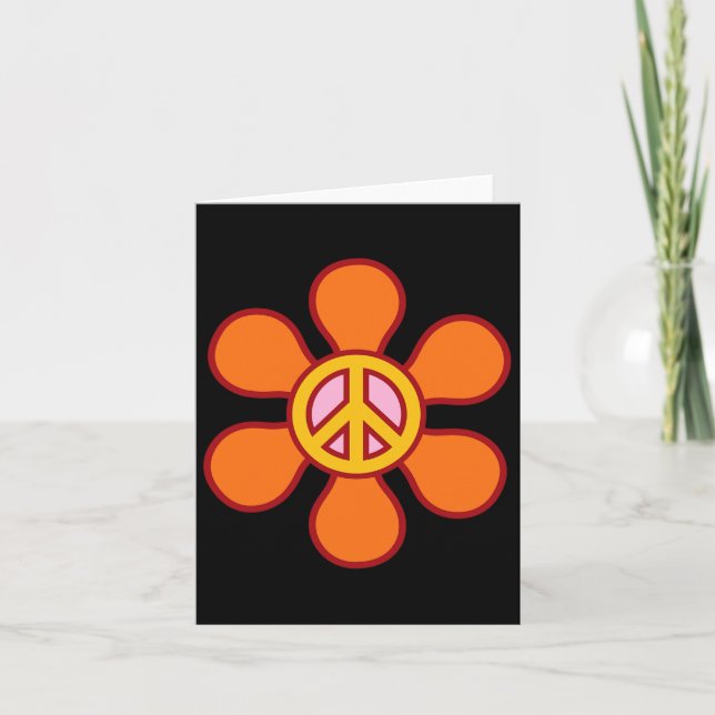 Peace Sign Love 60s 70s Groovy Hippie Costume Hall Card (Front)