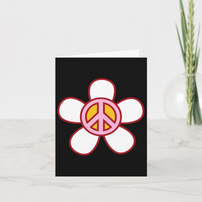 Peace Sign Love 60s 70s Groovy Hippie Costume Hall Card (Front)