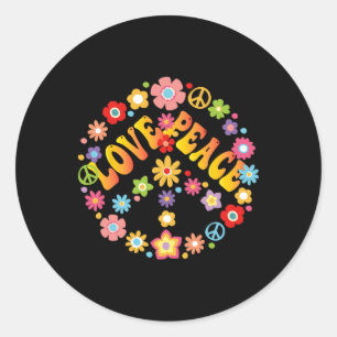 Peace Sign Love 60s 70s Groovy Hippie Costume Hall Classic Round Sticker