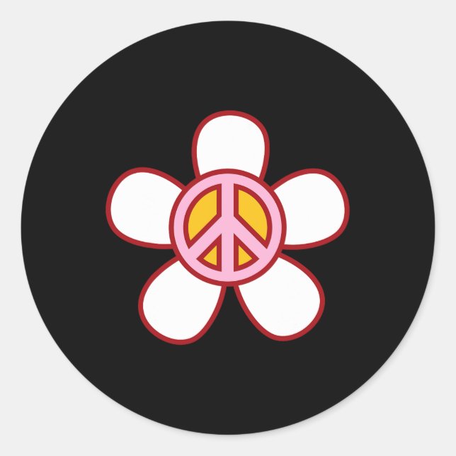 PEACE SIGN LOVE 60s 70s Groovy Hippie Costume Hall Classic Round Sticker (Front)