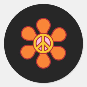 PEACE SIGN LOVE 60s 70s Groovy Hippie Costume Hall Classic Round Sticker