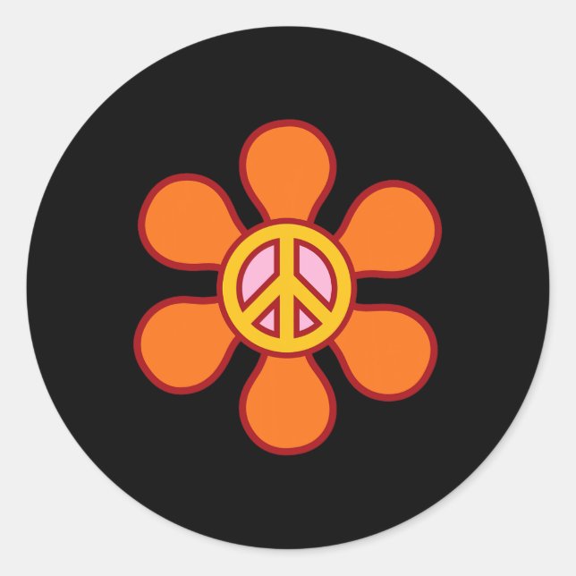 PEACE SIGN LOVE 60s 70s Groovy Hippie Costume Hall Classic Round Sticker (Front)