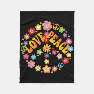 Peace Sign Love 60s 70s Groovy Hippie Costume Hall Fleece Blanket