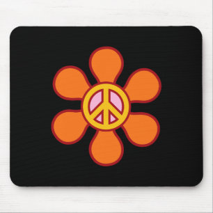 Peace Sign Love 60s 70s Groovy Hippie Costume Hall Mouse Pad