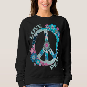 Peace Sign Love 60s 70s Tie Die Hippie Costume Sweatshirt