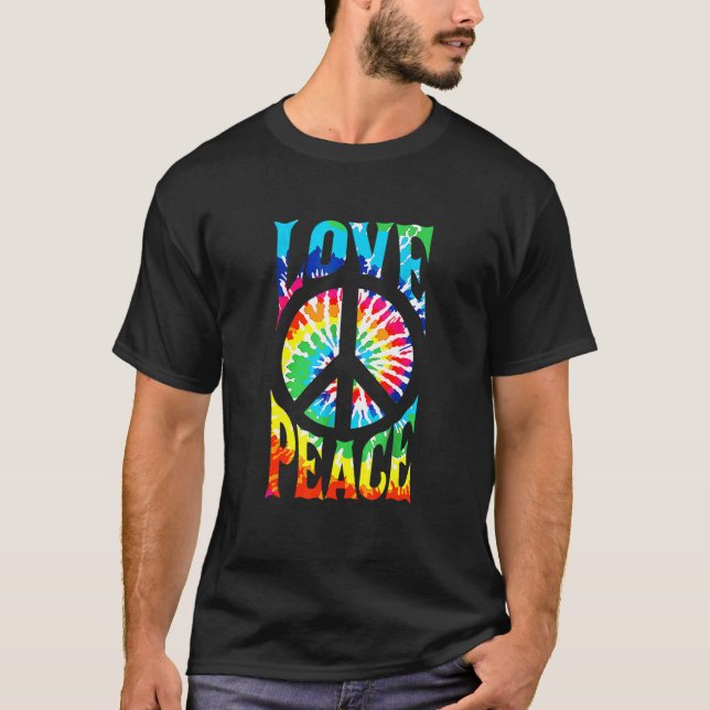 Peace Sign Love 60S 70S Tie Dye Hippie Costume 1 T-Shirt (Front)