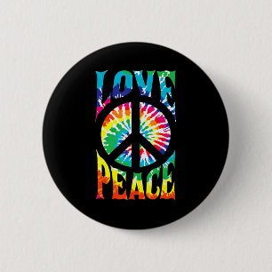 Peace Sign Love 60S 70S Tie Dye Hippie Costume  6 Cm Round Badge