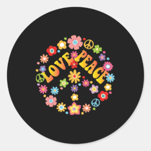 PEACE SIGN LOVE 60s 70s Tie Dye Hippie Costume Classic Round Sticker