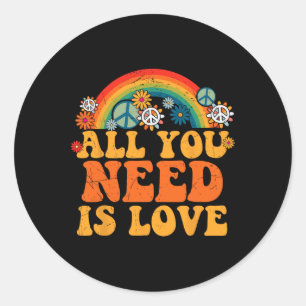Peace Sign Love 60s 70s Tie Dye Hippie Costume Hal Classic Round Sticker