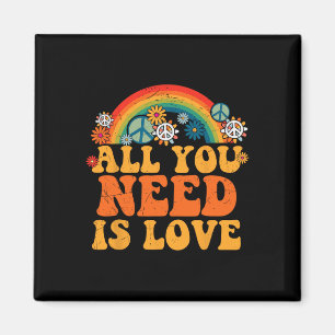 Peace Sign Love 60s 70s Tie Dye Hippie Costume Hal Magnet