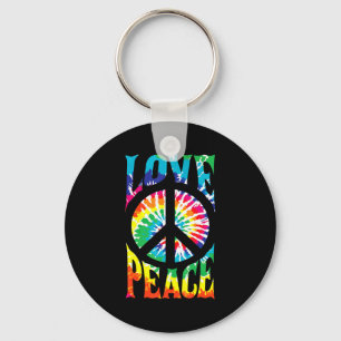 Peace Sign Love 60S 70S Tie Dye Hippie Costume Key Ring