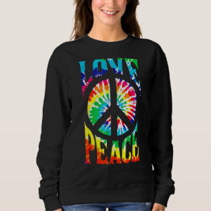Peace Sign Love 60s 70s Tie Dye Hippie Costume Sweatshirt