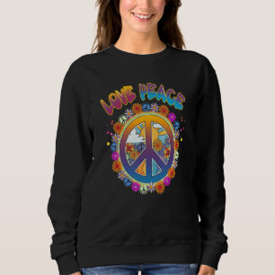 Peace Sign Love 60s 70s Tie Dye Hippie Costume Sweatshirt