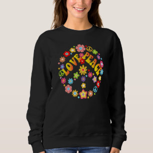 Peace Sign Love   60s 70s Tie Dye Hippie Costume Sweatshirt