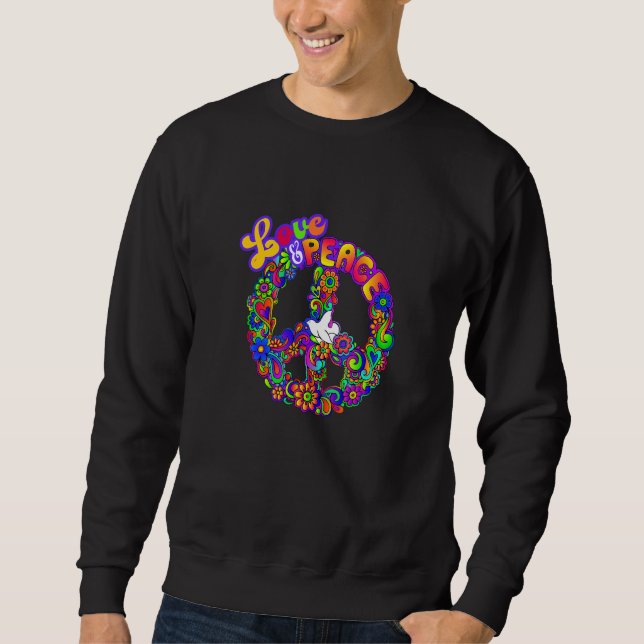 PEACE SIGN LOVE 60s 70s Tie Dye Hippie Halloween C Sweatshirt (Front)
