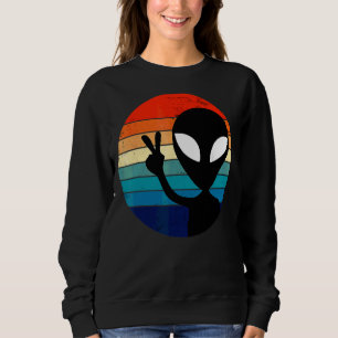Peace Sign Love Alien 60s 70s Tie Dye Hippie Sweatshirt