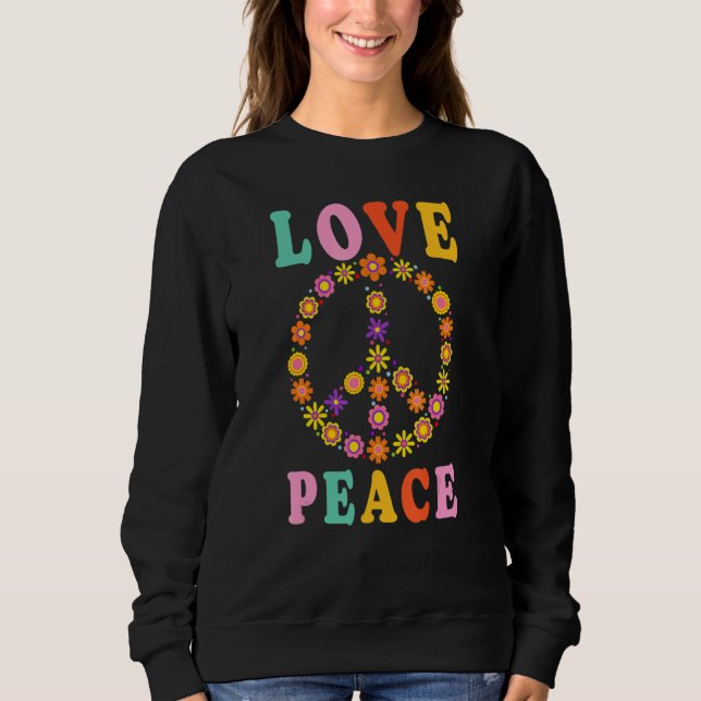 Peace Sign Love Flower Hippie Costume 60s 70s Sweatshirt (Front)