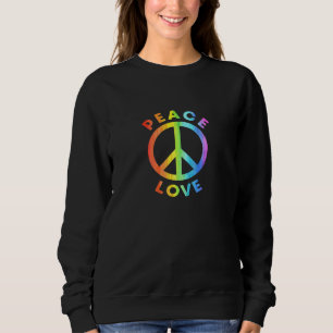 Peace Sign Love Rainbow 60s 70s Hippie Flower Chil Sweatshirt