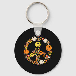 PEACE SIGN LOVE s Hippie Groovy Vibes Halloween C Key Ring