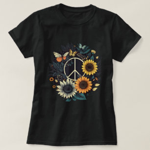 PEACE SIGN LOVE Sunflower Hippie T-Shirt