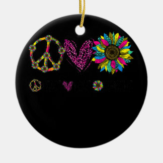 Peace Sign Love Sunshine Cute Sunflower Graphic  Ceramic Ornament