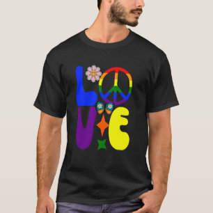 PEACE SIGN LOVE T design 60s 70s Tie Dye Hippie Co T-Shirt