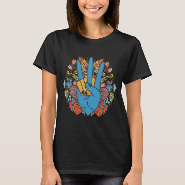 Peace Sign Love T Shirt | 70s Hippie Costume  (Front)