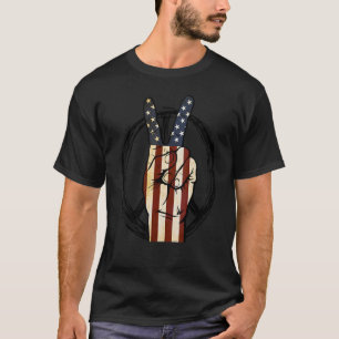 Peace Sign Love Usa American Flag Fourth 4th Of Ju T-Shirt