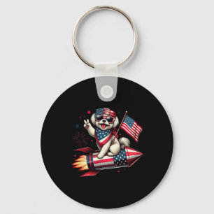 Peace Sign Maltese Firework American Usa Flag 4th Key Ring