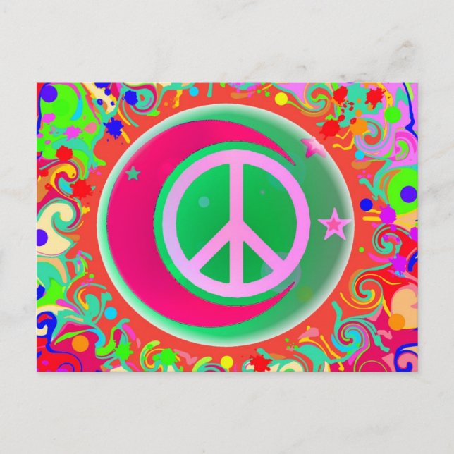 Peace Sign, Moon, Stars & Everything Postcard (Front)
