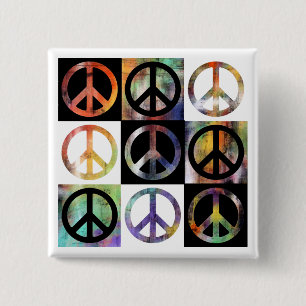 Peace Sign Mosaic 15 Cm Square Badge