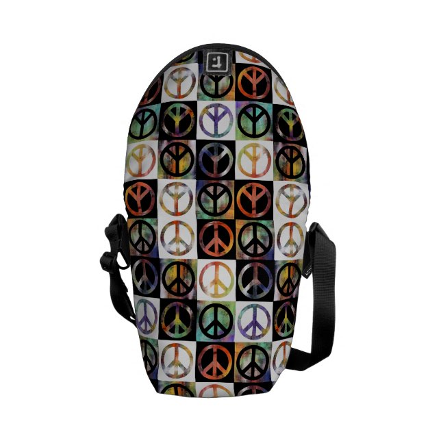 Peace Sign Mosaic Messenger Bag (Back Open)