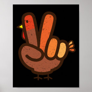 Peace Sign No Turkey Hand Kids Teens Family Thanks