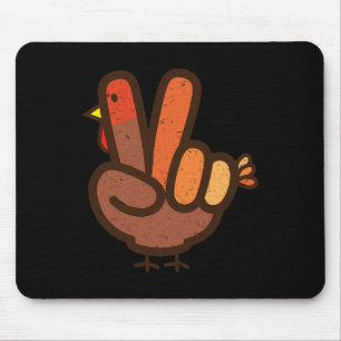 Peace Sign No Turkey Hand Kids Teens Family Thanks Mouse Pad