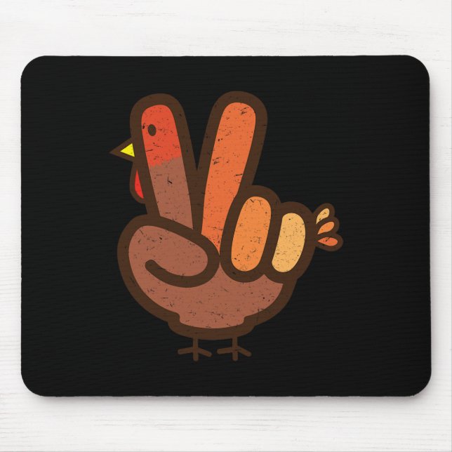 Peace Sign No Turkey Hand Kids Teens Family Thanks Mouse Pad (Front)