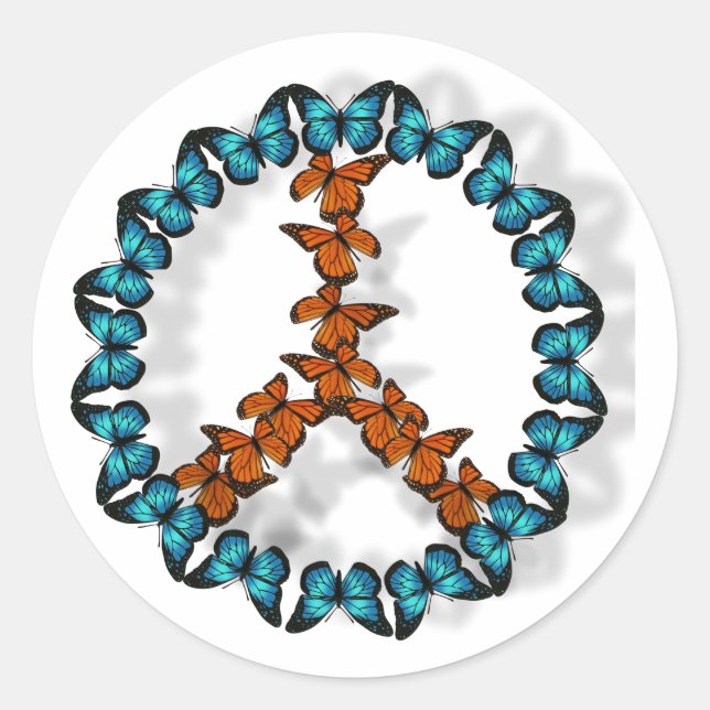 Peace sign of butterflies stickers (Front)