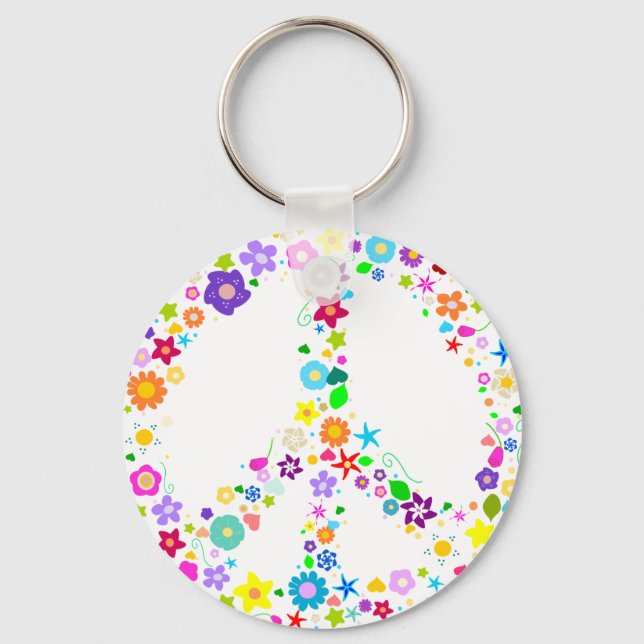 Peace sign of Flowers Key Ring (Front)