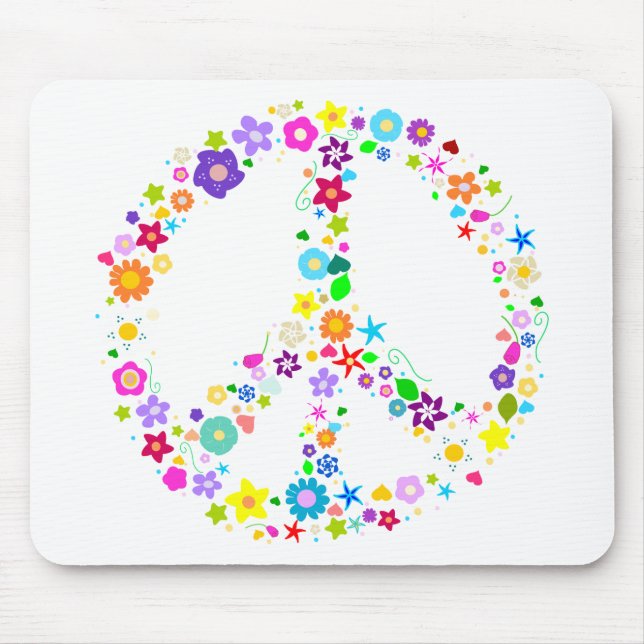Peace sign of Flowers Mouse Pad (Front)