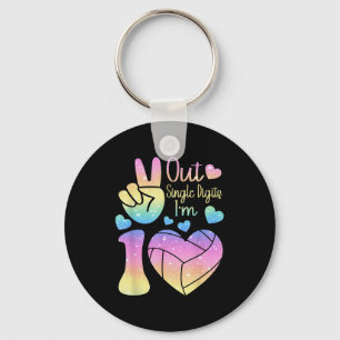 Peace sign out single digits 10 volleyball 10th key ring